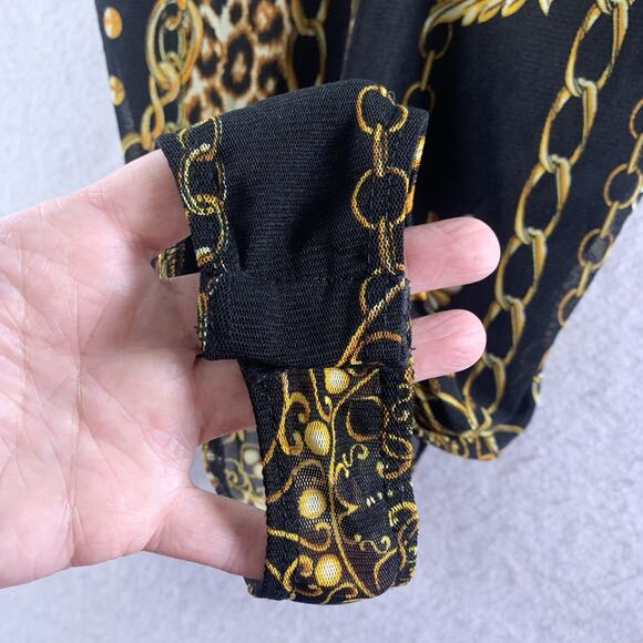 Womens Baroque Leopard Chain Print Bodysuit Sz M Y2K Mobwife Club Indie Luxury - Picture 5 of 13